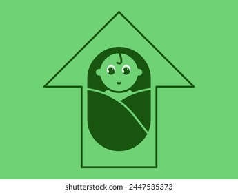 Demographic growth. Graphic illustration that shows that the number of newborns has increased. Vector.