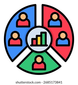 Ícone demográfico da ilustração do vetor de cores lineares