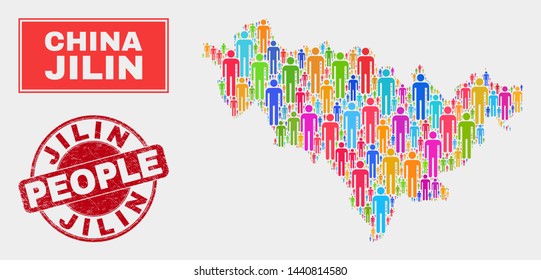 Demographic Jilin Province Map Abstraction People Stock Vector (Royalty ...