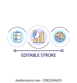Demographic research loop concept icon. Population analytics. Market segments. Feedback abstract idea thin line illustration. Isolated outline drawing. Editable stroke. Arial font used