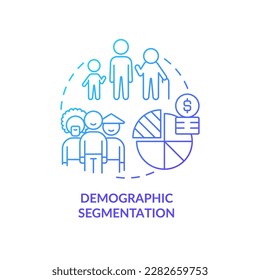 Demographic segmentation blue gradient concept icon. Age and gender. Type of market segmentation abstract idea thin line illustration. Isolated outline drawing. Myriad Pro-Bold font used