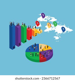 Demographic statistics data 3d vector illustration concept for banner, website, illustration, landing page, flyer, etc