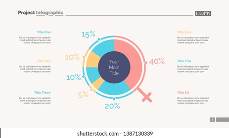 Demographics chart slide template. Business data. Graph, diagram, design. Creative concept for infographic, report. Can be used for topics like society, gender statistics, analytics