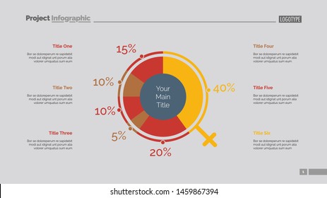 Demographics chart slide template. Business data. Graph, diagram, design. Creative concept for infographic, report. Can be used for topics like society, gender statistics, analytics