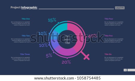 Demographics chart slide template. Business data. Graph, diagram, design. Creative concept for infographic, report. Can be used for topics like society, gender statistics, analytics
