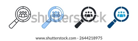 Demographics Icon Set Multiple Style. Design In Outline, Blue, Glyph, Dual Tone