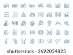 Demographics and population icon set. Thin line editable stroke icons for statistics, census, family, diversity, gender, education, employment, migration, and social research.