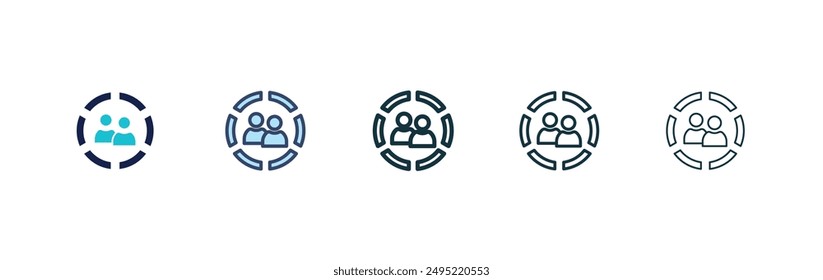 Conjunto de iconos de Vector demográfico con relleno negro y estilo contorneado.