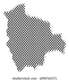 Demography Bolivia map people. Population vector cartography abstraction of Bolivia map combined of human elements. Social plan of national audience. Demographic abstract halftone map.