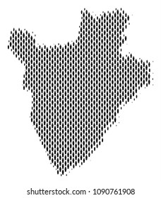Demography Burundi map people. Population vector cartography composition of Burundi map constructed of person elements. Social scheme of nation mass. Demographic abstract halftone map.
