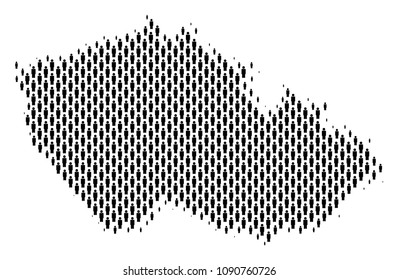 Demography Czech map people. Population vector cartography abstraction of Czech map combined of person elements. Social plan of nation audience. Demographic abstract halftone map.