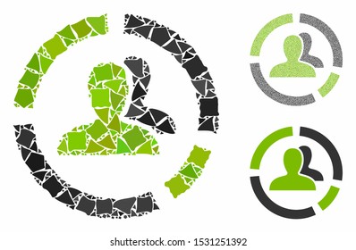 Demography diagram composition of tremulant elements in various sizes and color tones, based on demography diagram icon. Vector irregular elements are composed into composition.