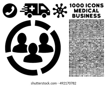 Demography Diagram icon with 1000 medical business black vector pictograms. Set style is flat symbols, white background.