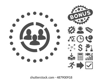 Demography Diagram icon with bonus elements. Vector illustration style is flat iconic symbols, gray color, white background.