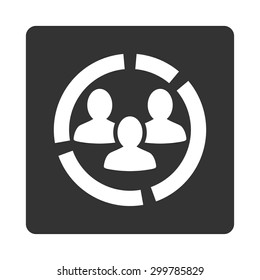 Demography diagram icon. Vector style is white and gray colors, flat rounded square button on a white background.