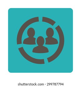 Demography diagram icon. Vector style is grey and cyan colors, flat rounded square button on a white background.