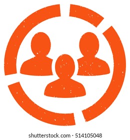 Demography Diagram rubber seal stamp watermark. Icon vector symbol with grunge design and unclean texture. Scratched orange ink sticker on a white background.