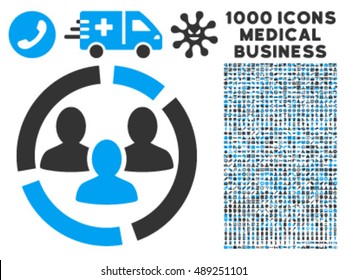 Demography Diagram vector icon with 1000 medical business pictograms. Set style is flat symbols, color, white background.