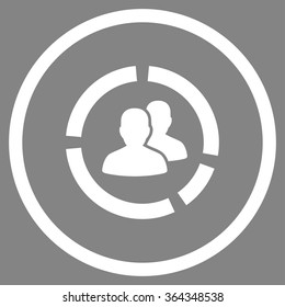 Demography Diagram vector icon. Style is flat circled symbol, white color, rounded angles, gray background.