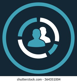Demography Diagram vector icon. Style is bicolor flat circled symbol, blue and white colors, rounded angles, dark blue background.