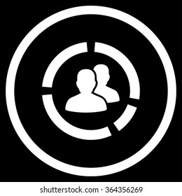 Demography Diagram vector icon. Style is flat circled symbol, white color, rounded angles, black background.