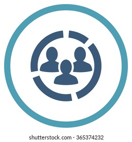Demography Diagram vector icon. Style is bicolor flat circled symbol, cyan and blue colors, rounded angles, white background.