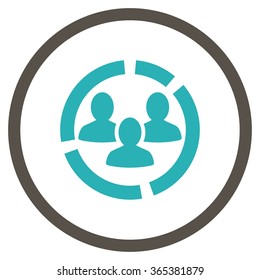 Demography Diagram vector icon. Style is bicolor flat circled symbol, grey and cyan colors, rounded angles, white background.