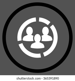 Demography Diagram vector icon. Style is bicolor flat circled symbol, black and white colors, rounded angles, gray background.