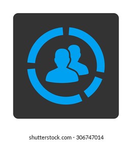 Demography Diagram vector icon. This flat rounded square button uses white and gray colors and isolated on a white background.