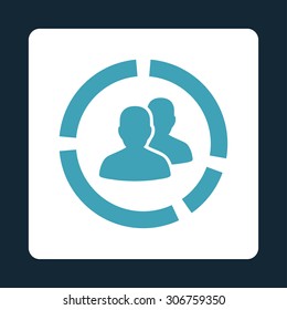 Demography Diagram vector icon. This flat rounded square button uses blue and white colors and isolated on a dark blue background.