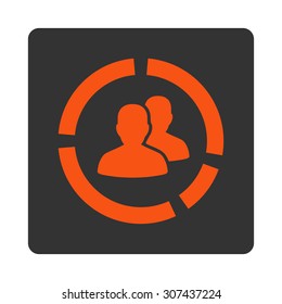 Demography Diagram vector icon. This flat rounded square button uses orange and gray colors and isolated on a white background.