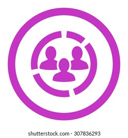 Demography diagram vector icon. This rounded flat symbol is drawn with violet color on a white background.
