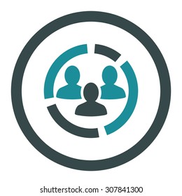 Demography diagram vector icon. This rounded flat symbol is drawn with soft blue colors on a white background.