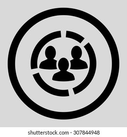 Demography diagram vector icon. This rounded flat symbol is drawn with black color on a light gray background.