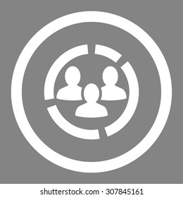 Demography diagram vector icon. This rounded flat symbol is drawn with white color on a gray background.