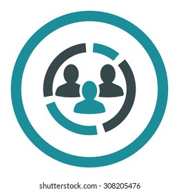 Demography diagram vector icon. This rounded flat symbol is drawn with soft blue colors on a white background.