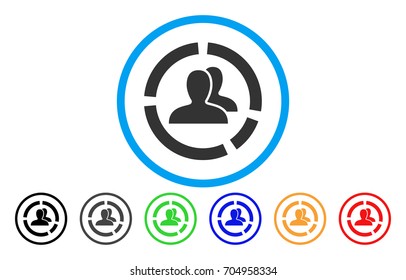 Demography Diagram vector rounded icon. Image style is a flat gray icon symbol inside a blue circle. Additional color variants are grey, black, blue, green, red, orange.