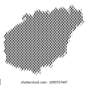 Demography Hainan Island map people. Population vector cartography collage of Hainan Island map combined of man elements. Social scheme of nation audience. Demographic abstract halftone map.