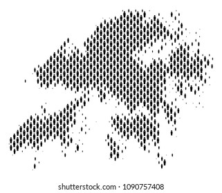 Demography Hong Kong map people. Population vector cartography composition of Hong Kong map composed of human elements. Social plan of nation group. Demographic abstract halftone map.