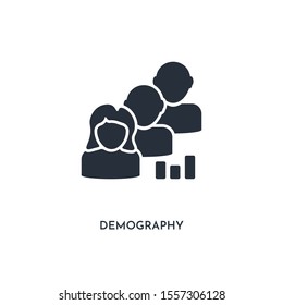 demography icon. simple element illustration. isolated trendy filled demography icon on white background. can be used for web, mobile, ui.