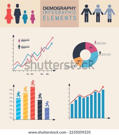 Demography and infographic chart symbol set
