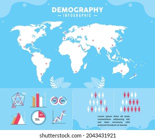 demography infographic icons and earth maps