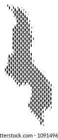 Demography Malawi map people. Population vector cartography concept of Malawi map done of human items. Social scheme of national group. Demographic abstract halftone map.