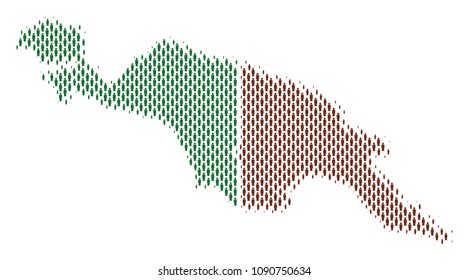 Demography New Guinea countries map people. Population vector cartography collage of New Guinea countries map made of person elements. Social scheme of nation mass. Demographic abstract halftone map.
