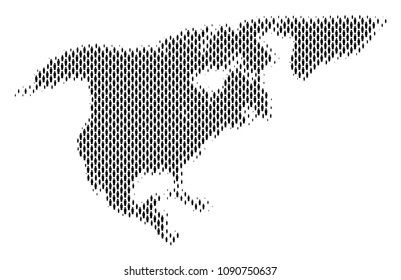 Demography North America map people. Population vector cartography mosaic of North America map organized of men elements. Social scheme of national public. Demographic abstract halftone map.