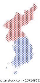 Demography North and South Korea map people. Population vector cartography abstraction of North and South Korea map designed of person items. Social scheme of national audience.