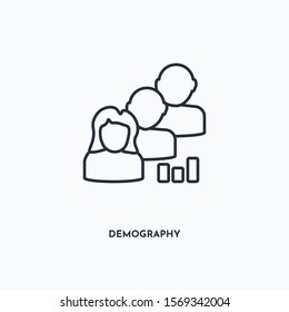 demography outline icon. Simple linear element illustration. Isolated line demography icon on white background. Thin stroke sign can be used for web, mobile and UI.