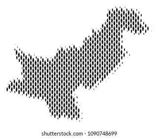 Demography Pakistan map people. Population vector cartography concept of Pakistan map composed of human items. Social plan of national public. Demographic abstract halftone map.