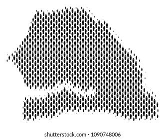 Demography Senegal map people. Population vector cartography mosaic of Senegal map constructed of crowd elements. Social representation of national mass. Demographic abstract halftone map.