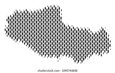 Demography Tibet Chinese territory map people. Population vector cartography mosaic of Tibet Chinese territory map organized of human items. Social scheme of national public.
